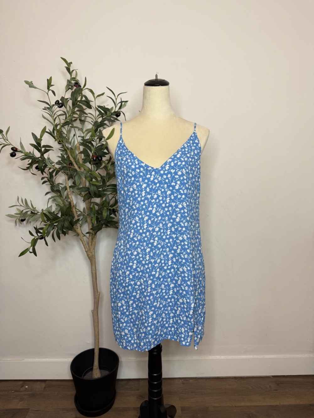 Reformation Blue and White Floral Dress